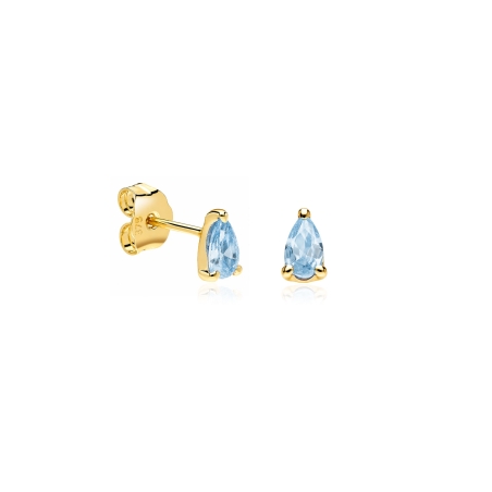 Pendientes oro 9k y circonitas azules "Kolora"