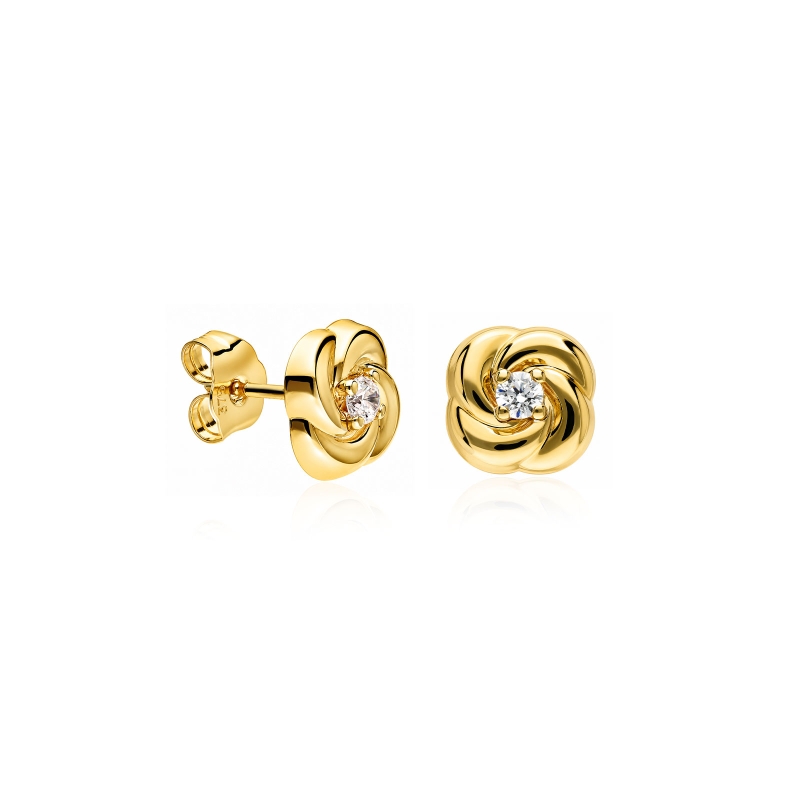 Pendientes oro 9k y circonitas "Zinnia"