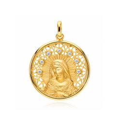 Colgante plata con baño y circonitas 30mm "Milagros"