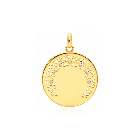 Colgante plata con baño y circonitas 22mm "Milagros"