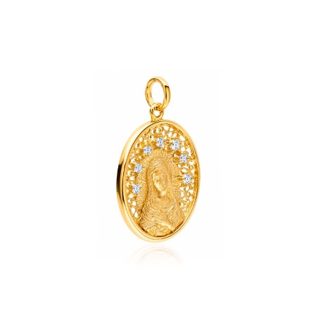 Colgante plata con baño y circonitas 22mm "Milagros"