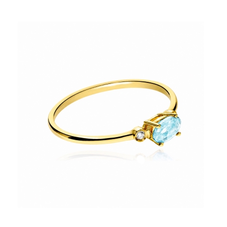 Anillo oro 18k aguamarina y diamantes 0.02cts "Pastels"