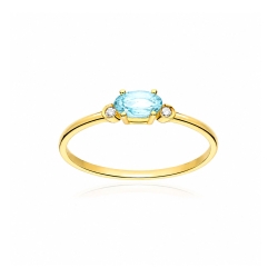 Anillo oro 18k aguamarina y diamantes 0.02cts "Pastels"