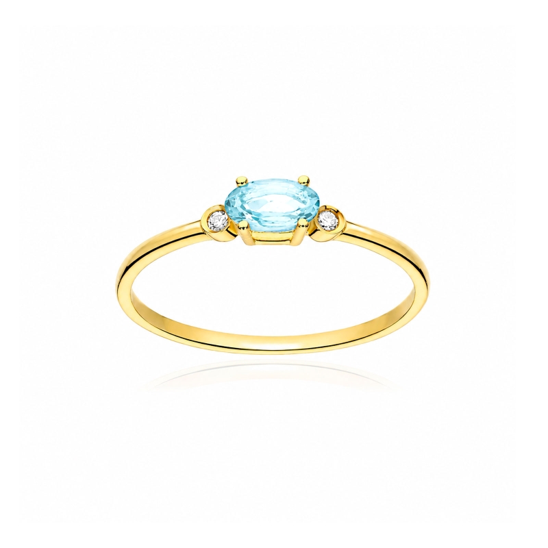 Anillo oro 18k aguamarina y diamantes 0.02cts "Pastels"