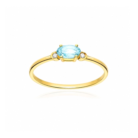 Anillo oro 18k aguamarina y diamantes 0.02cts "Pastels"