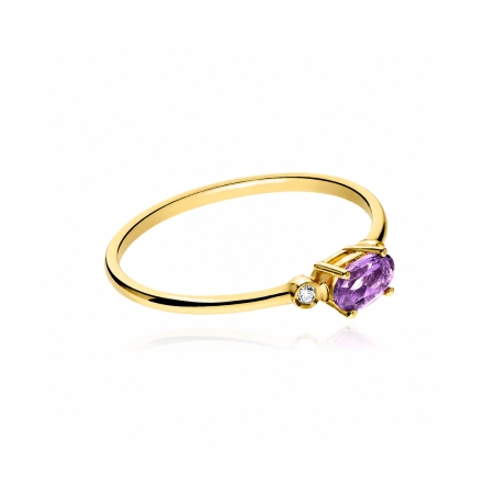 Anillo oro 18k amatista y diamantes 0.02cts "Pastels"