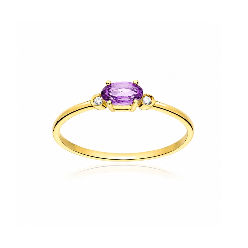Anillo oro 18k amatista y diamantes 0.02cts "Pastels"