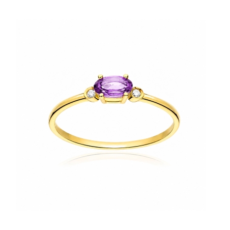 Anillo oro 18k amatista y diamantes 0.02cts "Pastels"