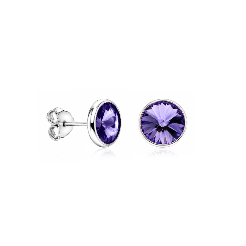 Pendientes plata primera ley 8mm "Chromatic Purple"