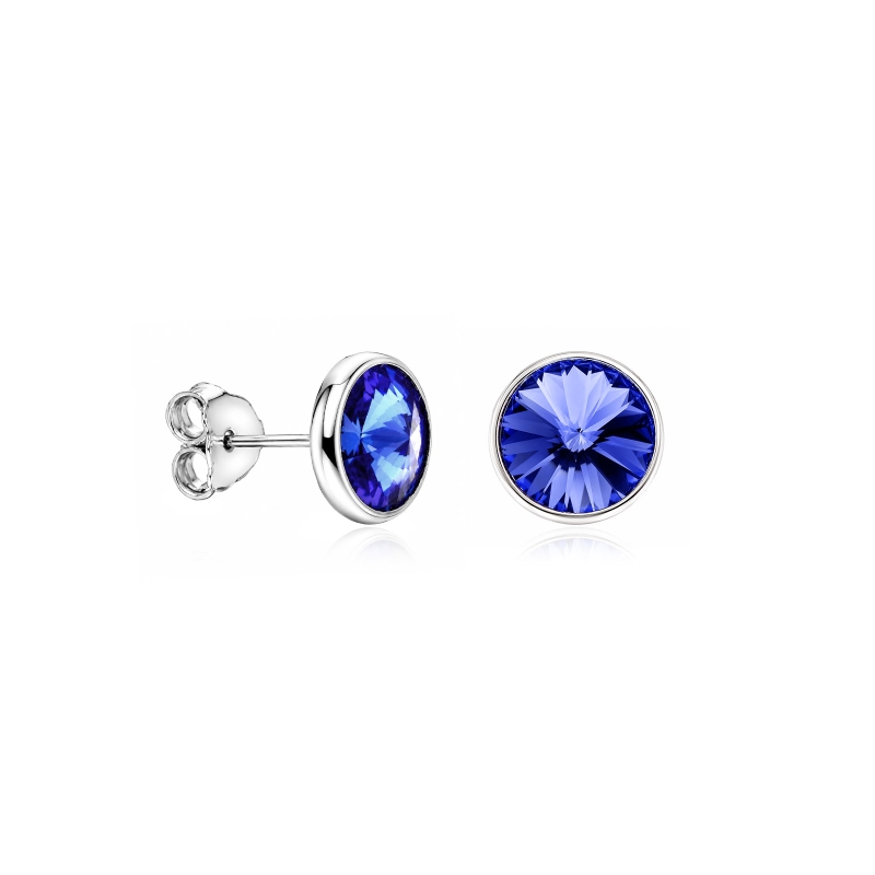 Pendientes plata primera ley 8mm "Chromatic Blue"
