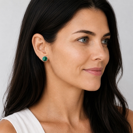 Pendientes plata primera ley 11mm "Chromatic Green"