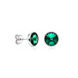 Pendientes plata primera ley 8mm "Chromatic Green"