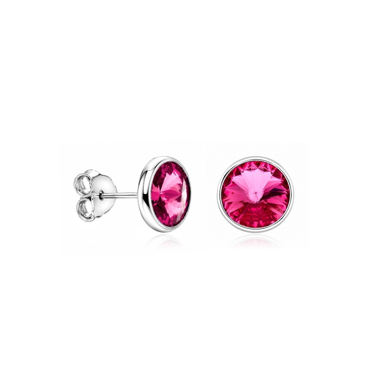 Pendientes plata primera ley 8mm "Chromatic Pink"