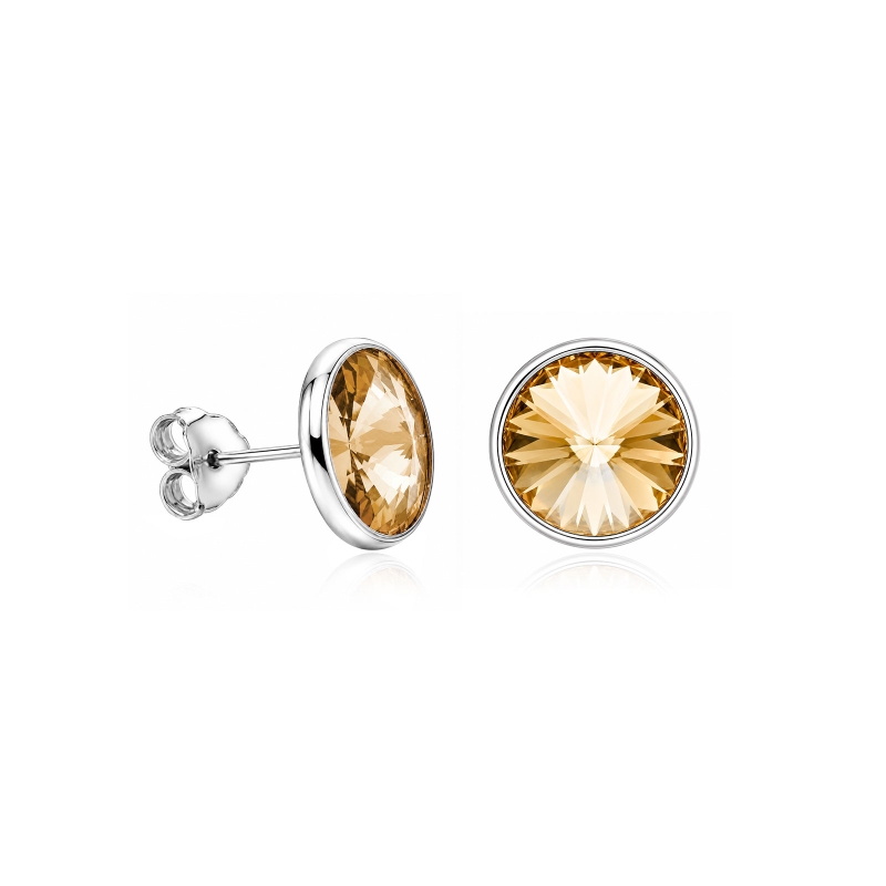 Pendientes plata primera ley 11mm "Chromatic Amber"