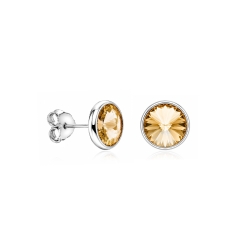 Pendientes plata primera ley 8mm "Chromatic Amber"