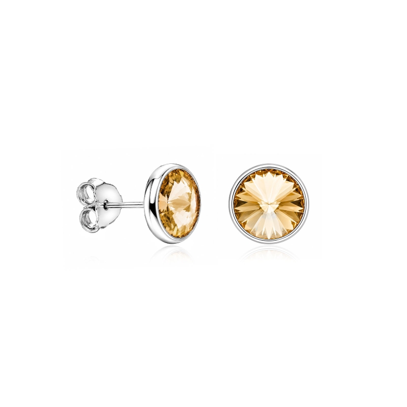 Pendientes plata primera ley 8mm "Chromatic Amber"