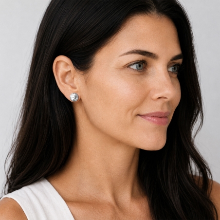 Pendientes plata primera ley 11mm "Chromatic White"