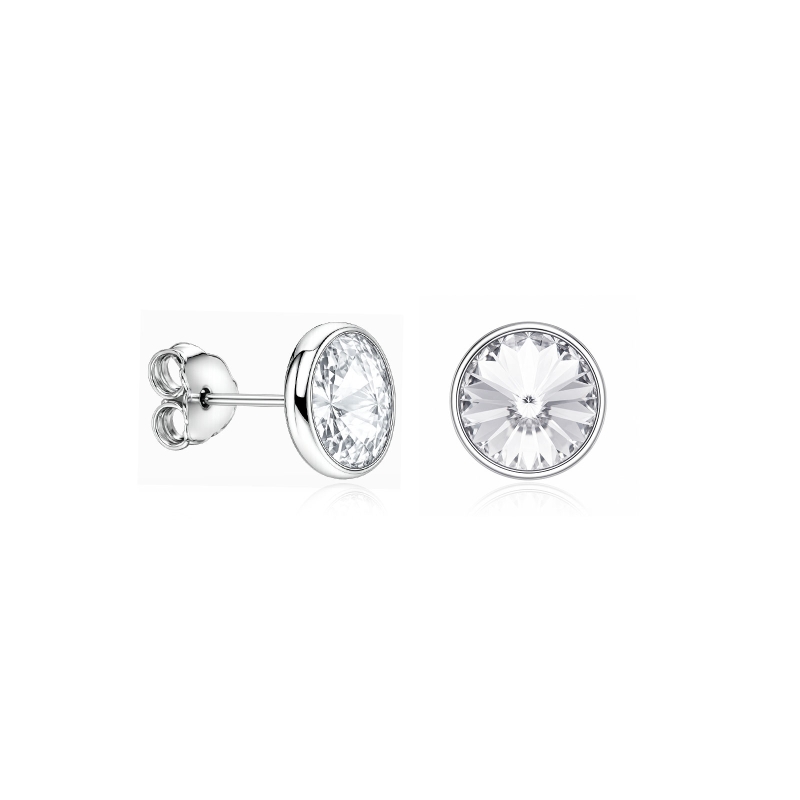 Pendientes plata primera ley 8mm "Chromatic White"