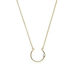 Gargantilla plata y baño oro 18k circonita "Arostar"