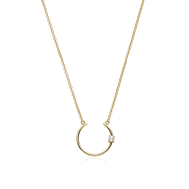 Gargantilla plata y baño oro 18k circonita "Arostar"