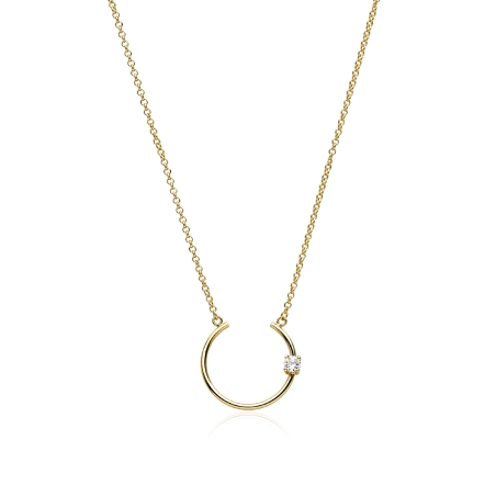 Gargantilla plata y baño oro 18k circonita "Arostar"