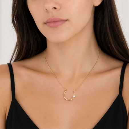 Gargantilla plata y baño oro 18k circonita "Arostar"