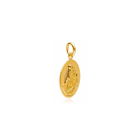 Colgante plata baño oro 18k 15mm "Virgen del Carmen"