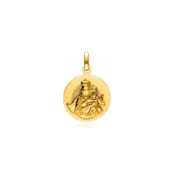 Colgante plata baño oro 18k 15mm "Virgen del Carmen"