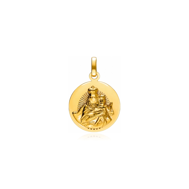 Colgante plata baño oro 18k 15mm "Virgen del Carmen"
