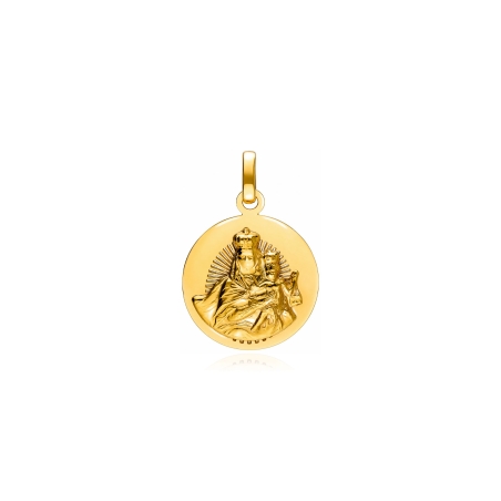 Colgante plata baño oro 18k 15mm "Virgen del Carmen"