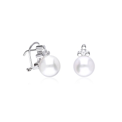 Pendientes oro 18k, circonitas y perla cultivada "Leiva"