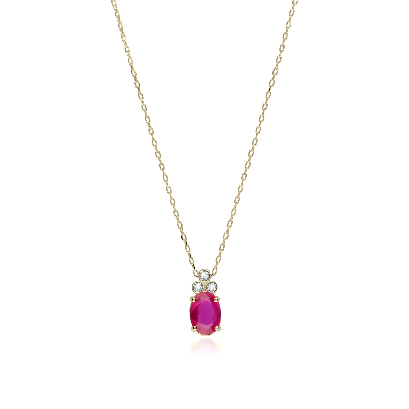Gargantilla oro 18k, rubí y diamantes 0.02cts "Barile"
