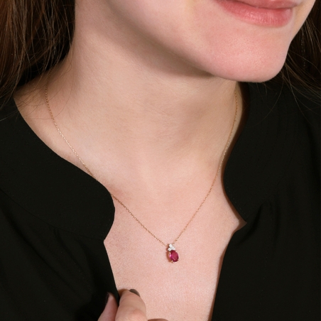 Gargantilla oro 18k, rubí y diamantes 0.02cts "Barile"