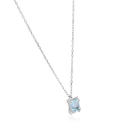 Gargantilla oro 18k aguamarina y diamantes 0.02cts "Bagnasco"