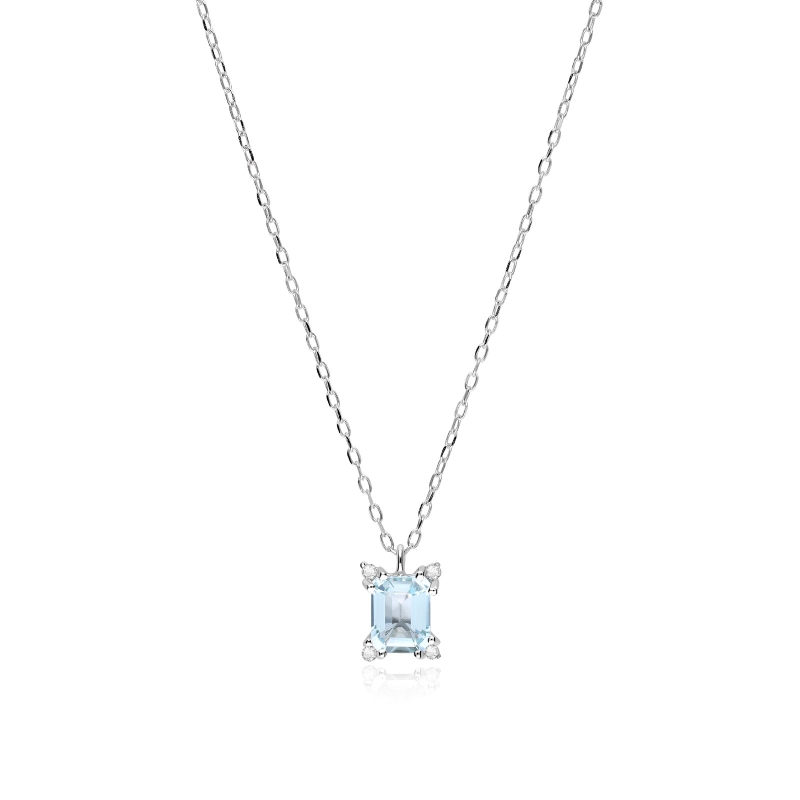 Gargantilla oro 18k aguamarina y diamantes 0.02cts "Bagnasco"