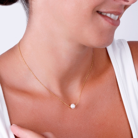Gargantilla plata baño oro y perla "Natural doré"