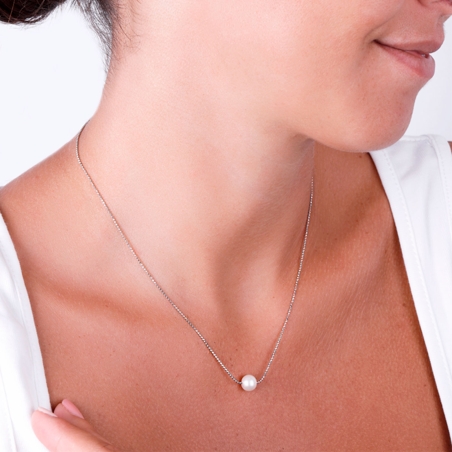Gargantilla plata de ley y perla "Natural silvé"