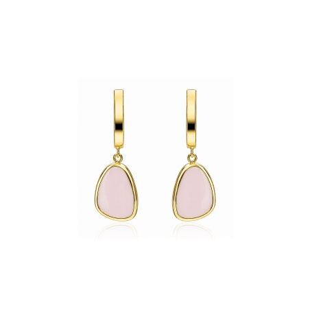 Pendientes oro 18k y gema rosa "Light Pink"