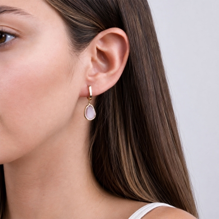 Pendientes oro 18k y gema rosa "Light Pink"