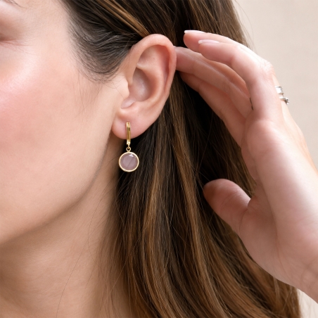Pendientes oro 18k y topacio rosa "Flourish III"