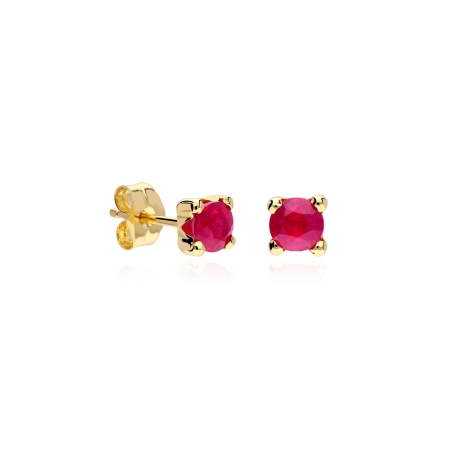 Pendientes oro 18k y rubíes 4mm "Four"