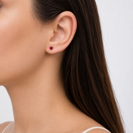Pendientes oro 18k y rubíes 4mm "Four"