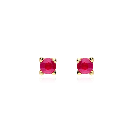 Pendientes oro 18k y rubíes 4mm "Four"