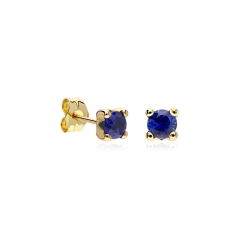 Pendientes oro 18k y zafiros 4mm "Four"
