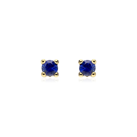 Pendientes oro 18k y zafiros 4mm "Four"