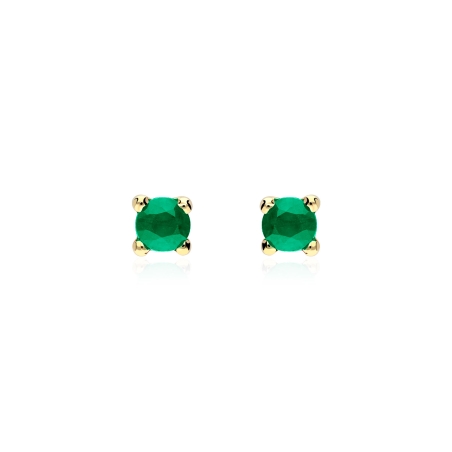 Pendientes oro 18k y esmeraldas 4mm "Four"