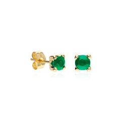 Pendientes oro 18k y esmeraldas 4mm "Four"