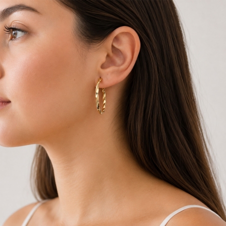 Pendientes aro rizado oro 18k "Riccio"