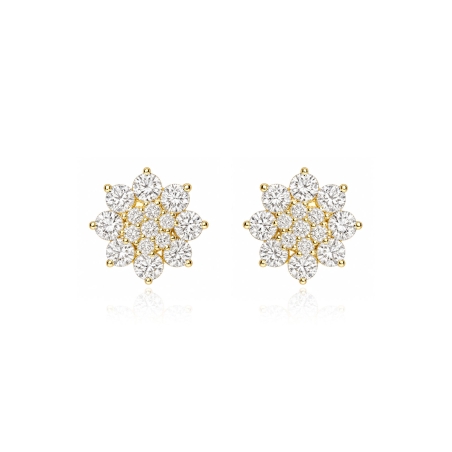 Pendientes oro 18k y circonitas "Rosette"