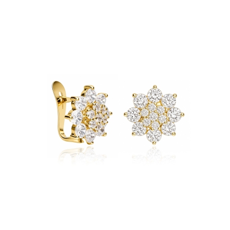 Pendientes oro 18k y circonitas "Rosette"